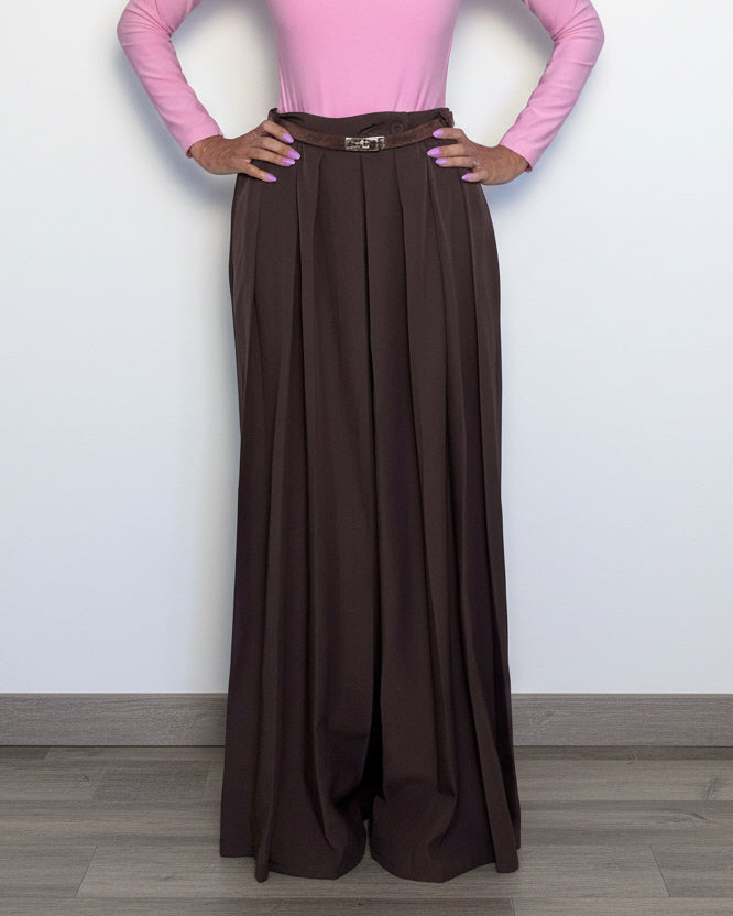 Pantalone Plissè maxi palazzo cioccolato