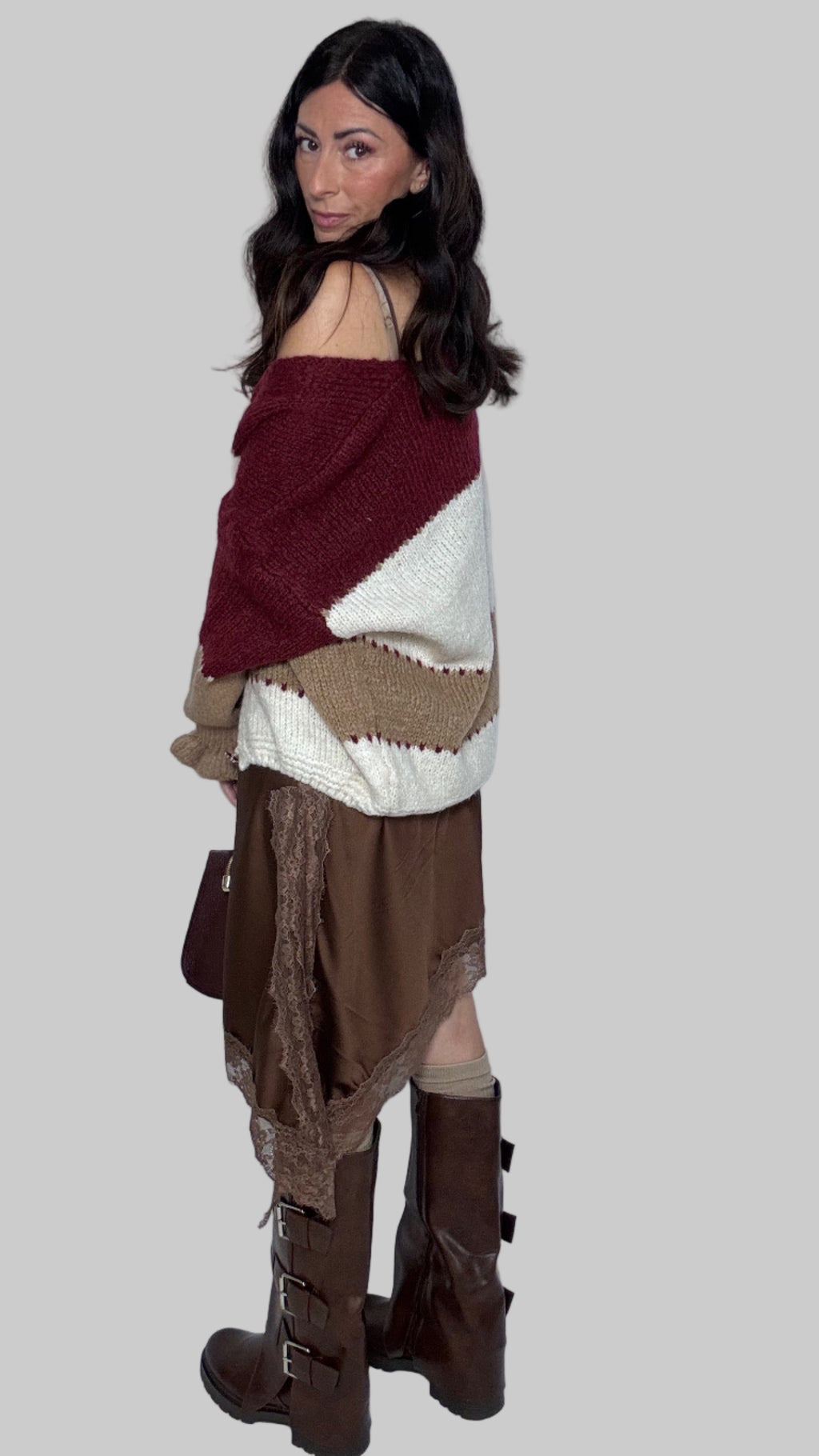 Cardigan Patchwork vino
