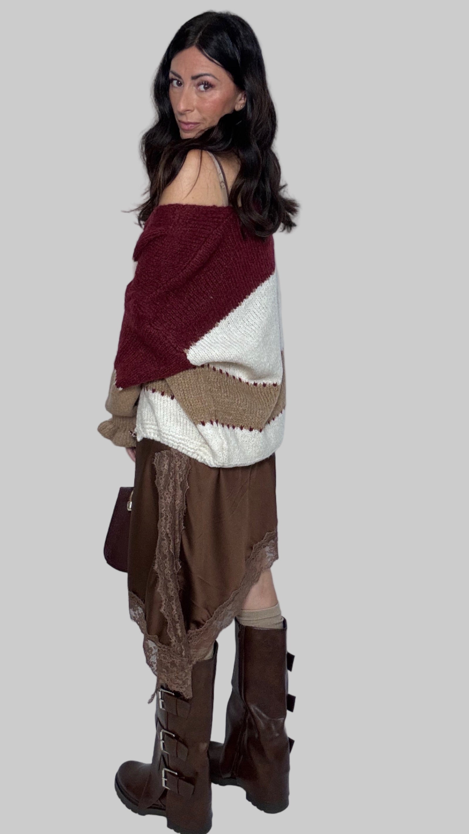 Cardigan Patchwork vino