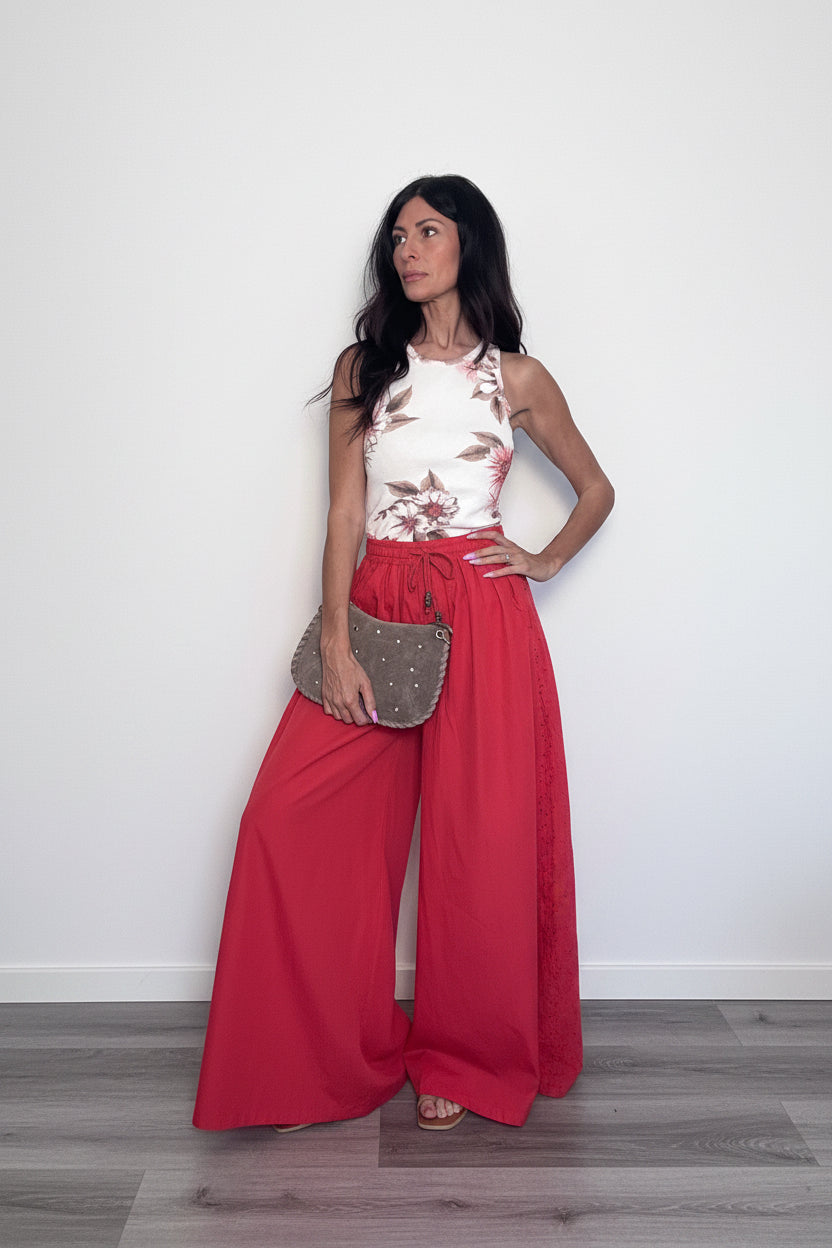 Pantalone 100% cotone Sangallo rosso