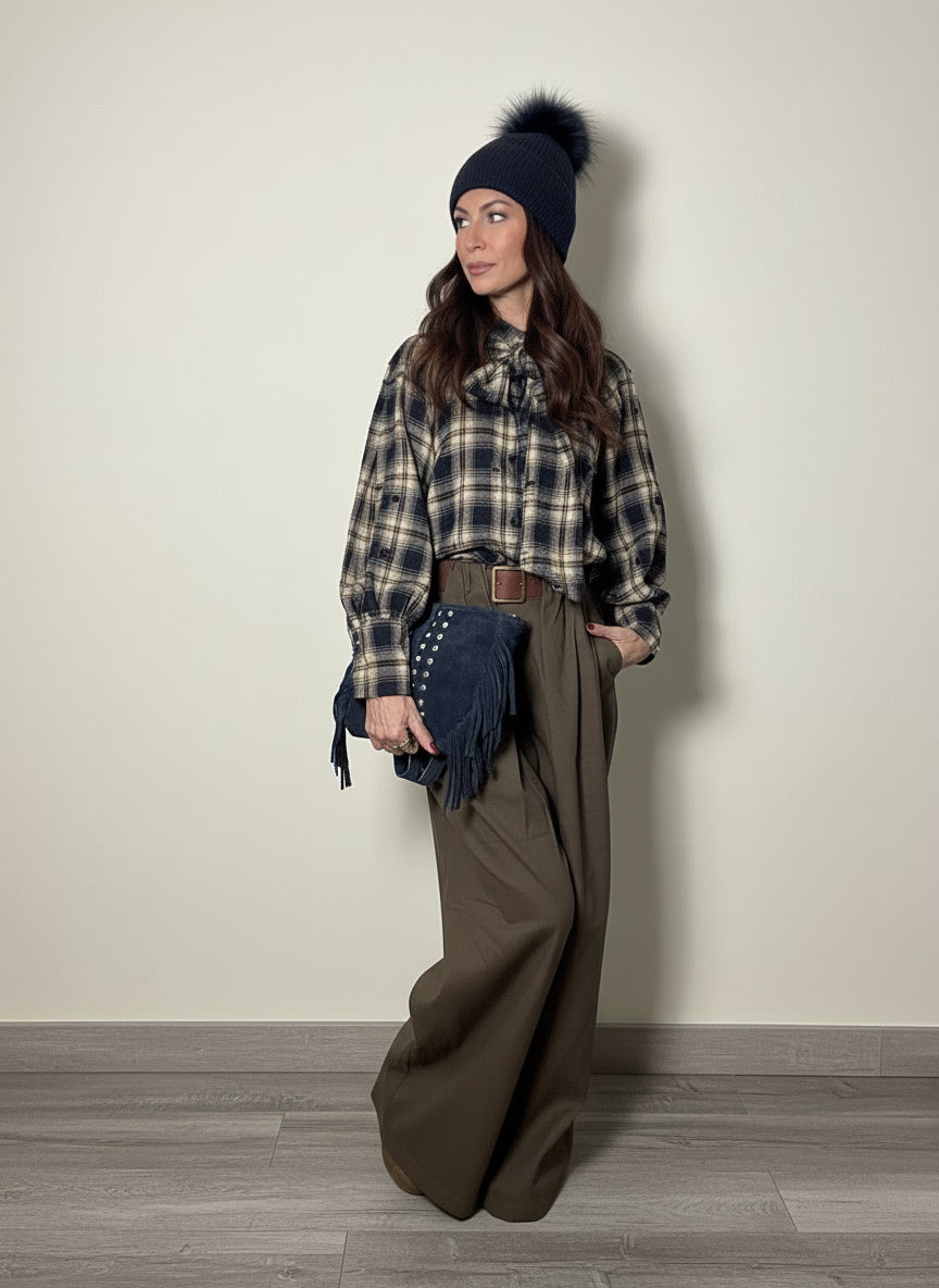 Camicia Check fiocco blu