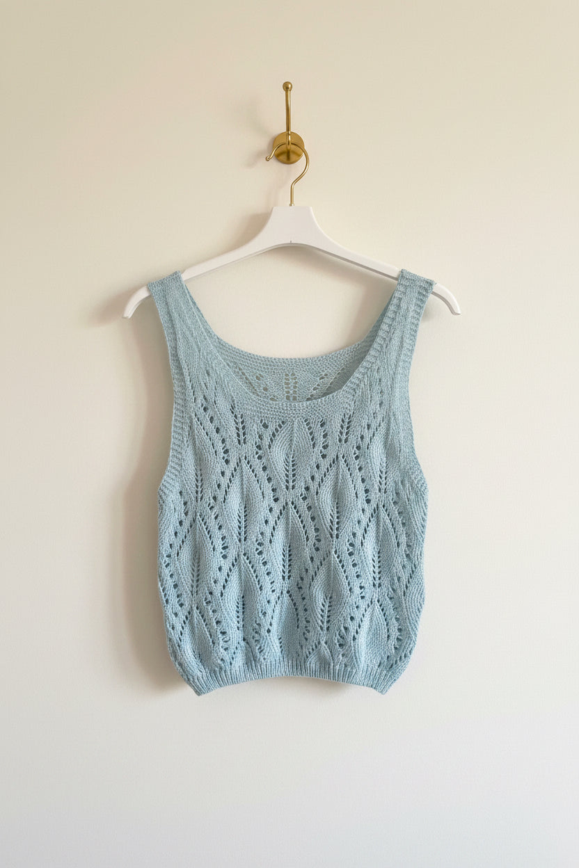 Top canotta crochet cielo