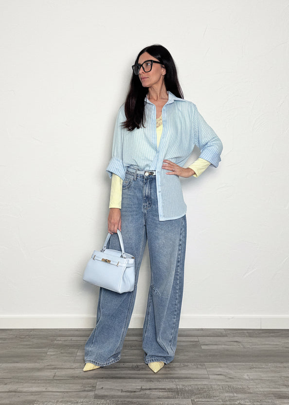 Camicia Gessata azzurra