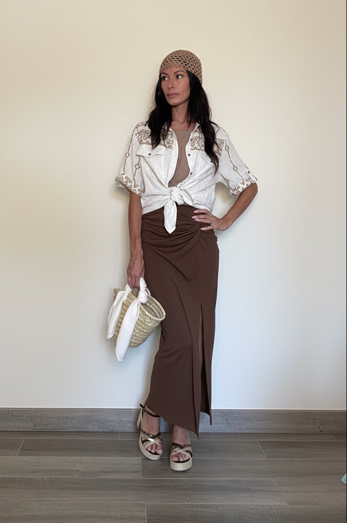 Camicia 30%lino 70% cotone Maya sabbia