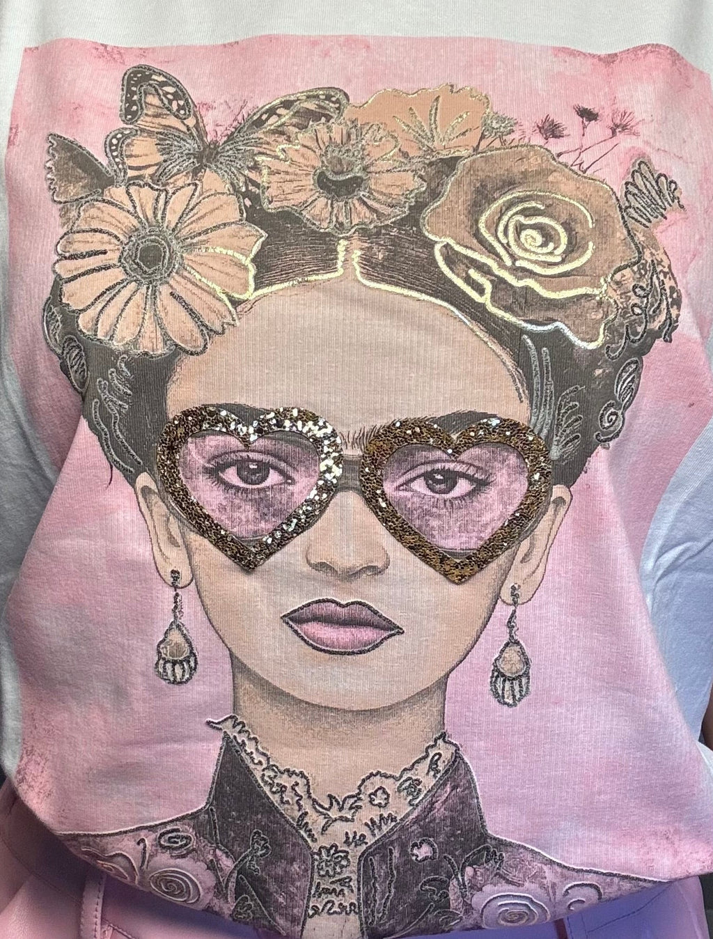 T-shirt maglia Frida stampa rosa