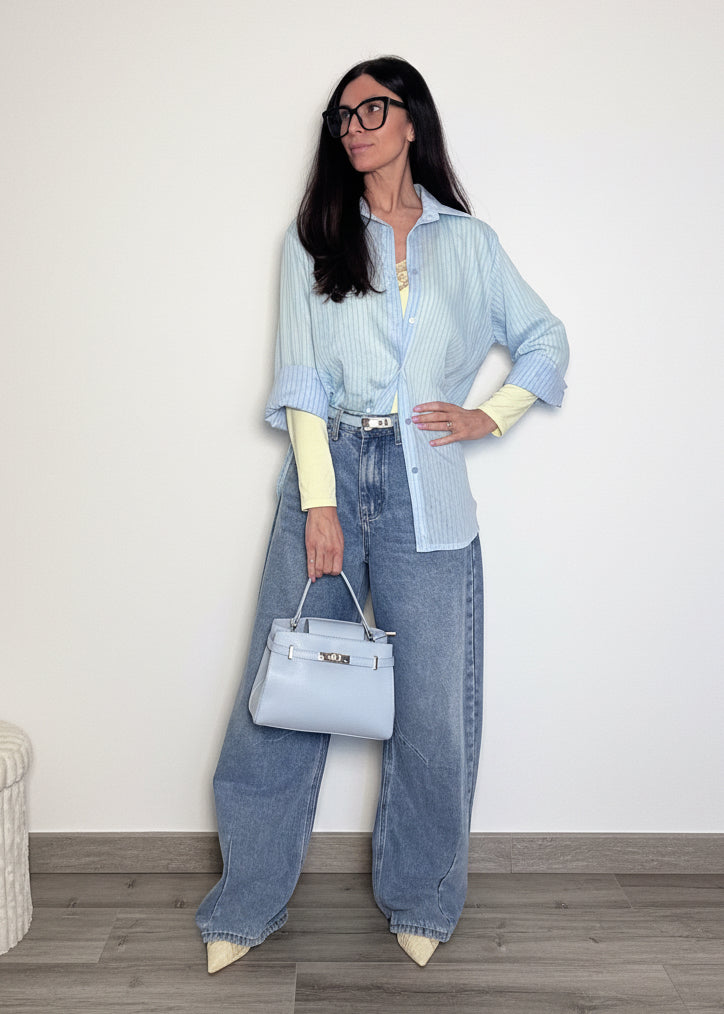 Camicia Gessata azzurra