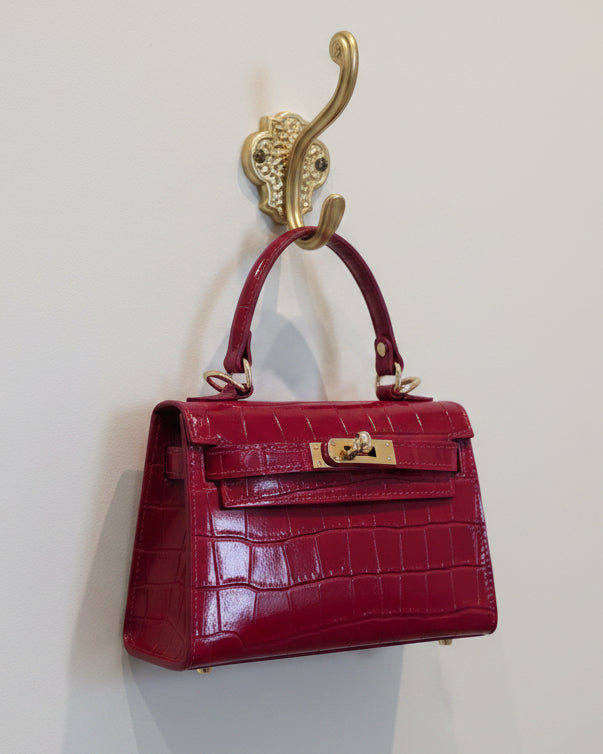 Borsa Cindy vera pelle Made in Italy lime e rossa