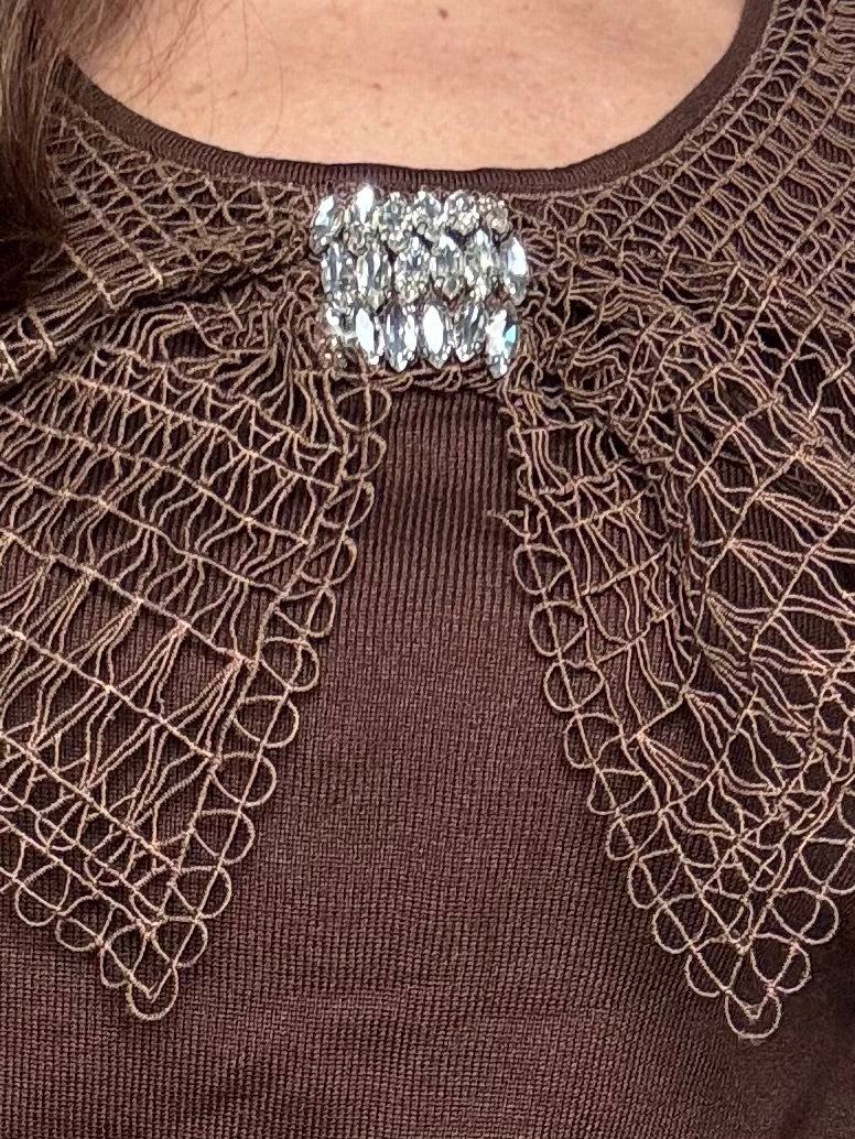 Pull gioiello Vera collo rete cioccolato