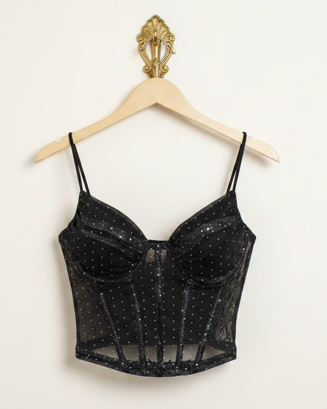 Top velato Pois nero