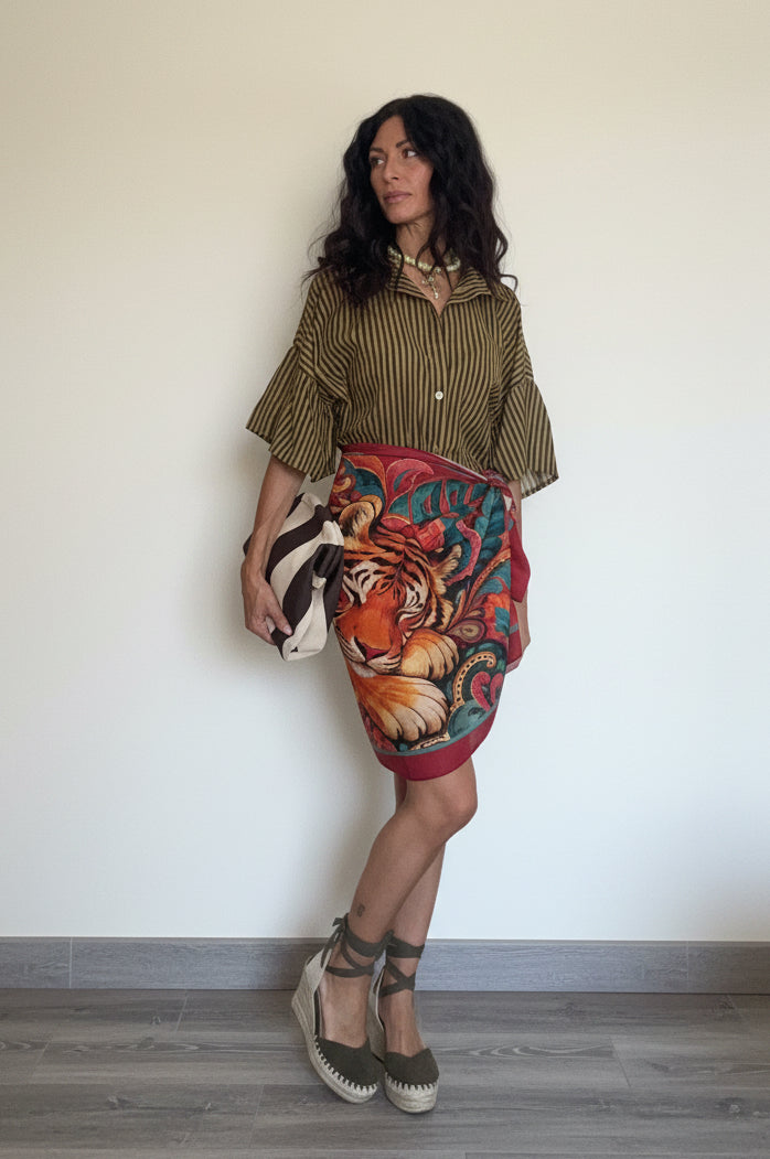 Gonna Pareo Jungle Tigre e foglie
