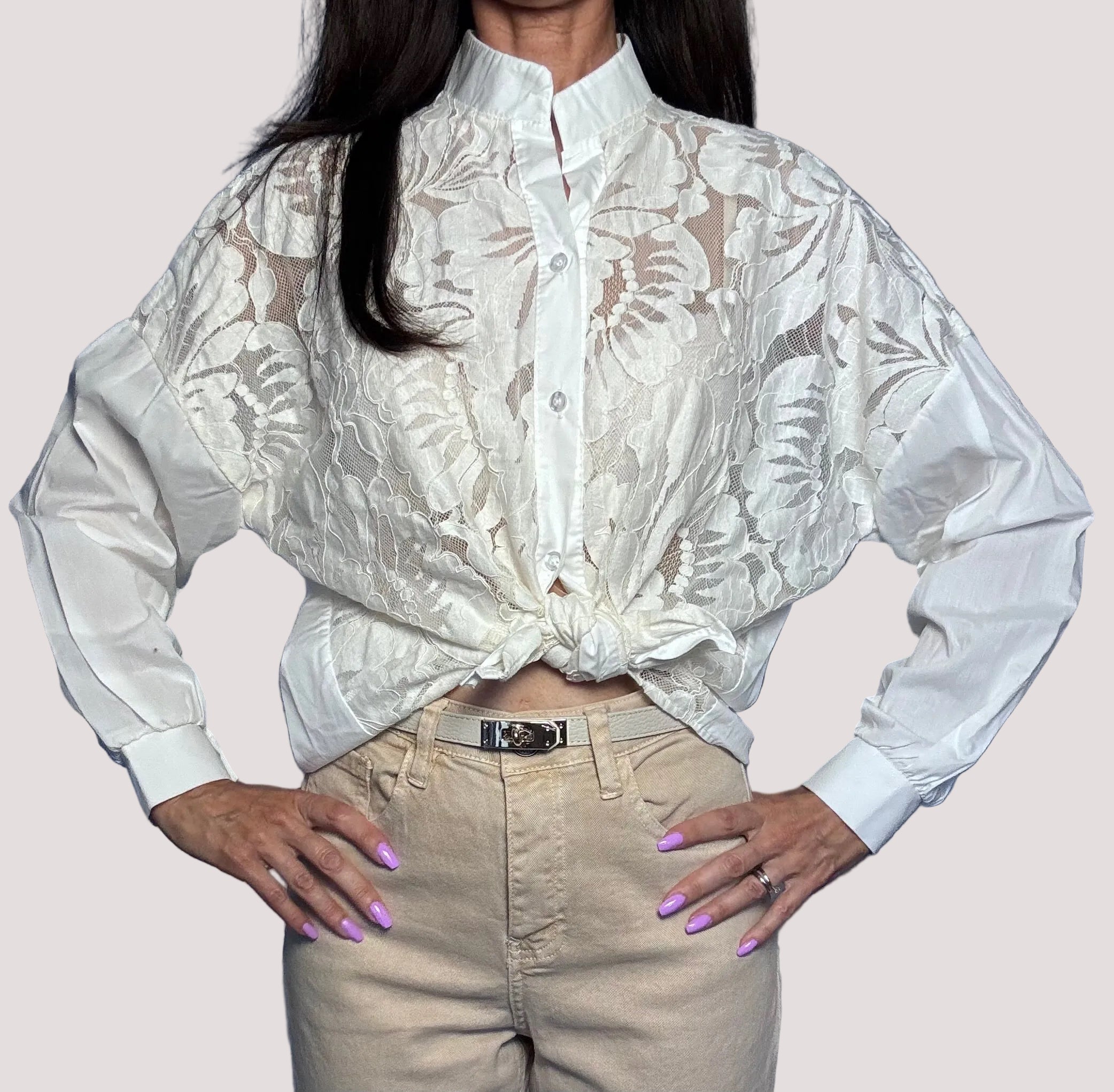 Camicia Flora panna