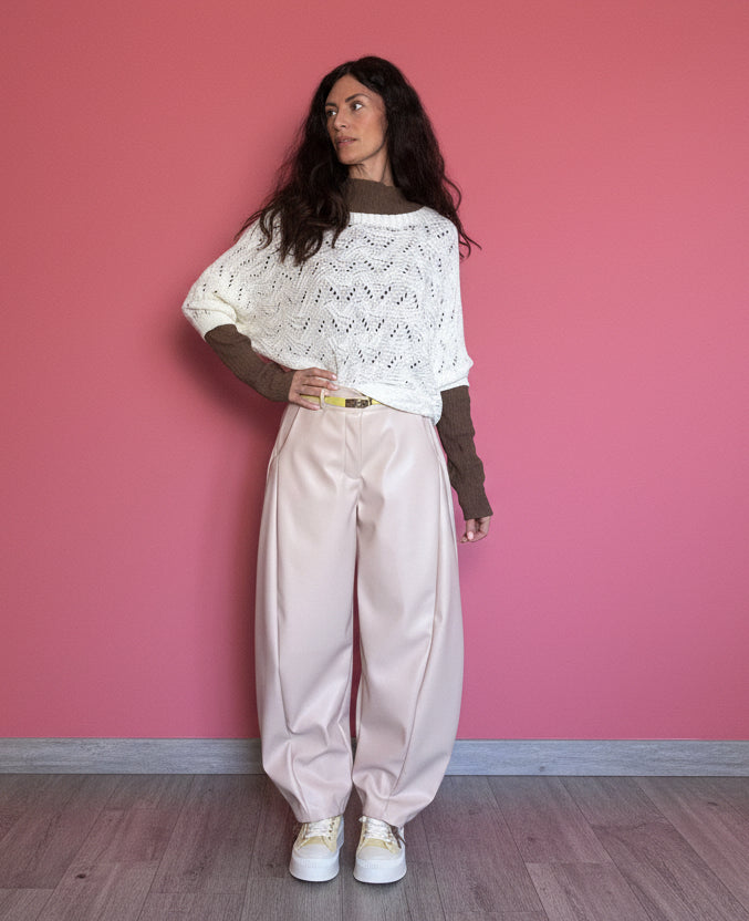 Pantalone Candy ecopelle balloon beige