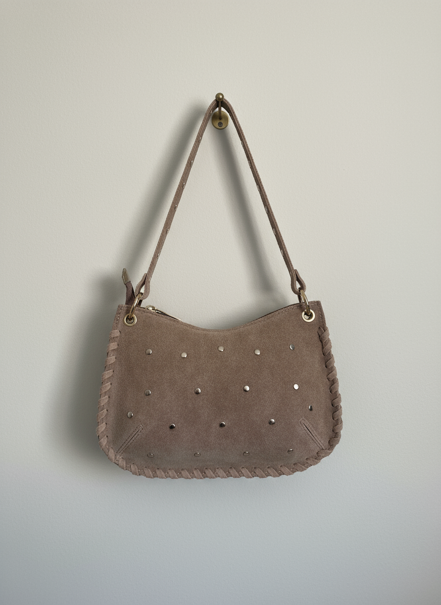 Borsa Diana in vera pelle scamosciata Made in Italy fango