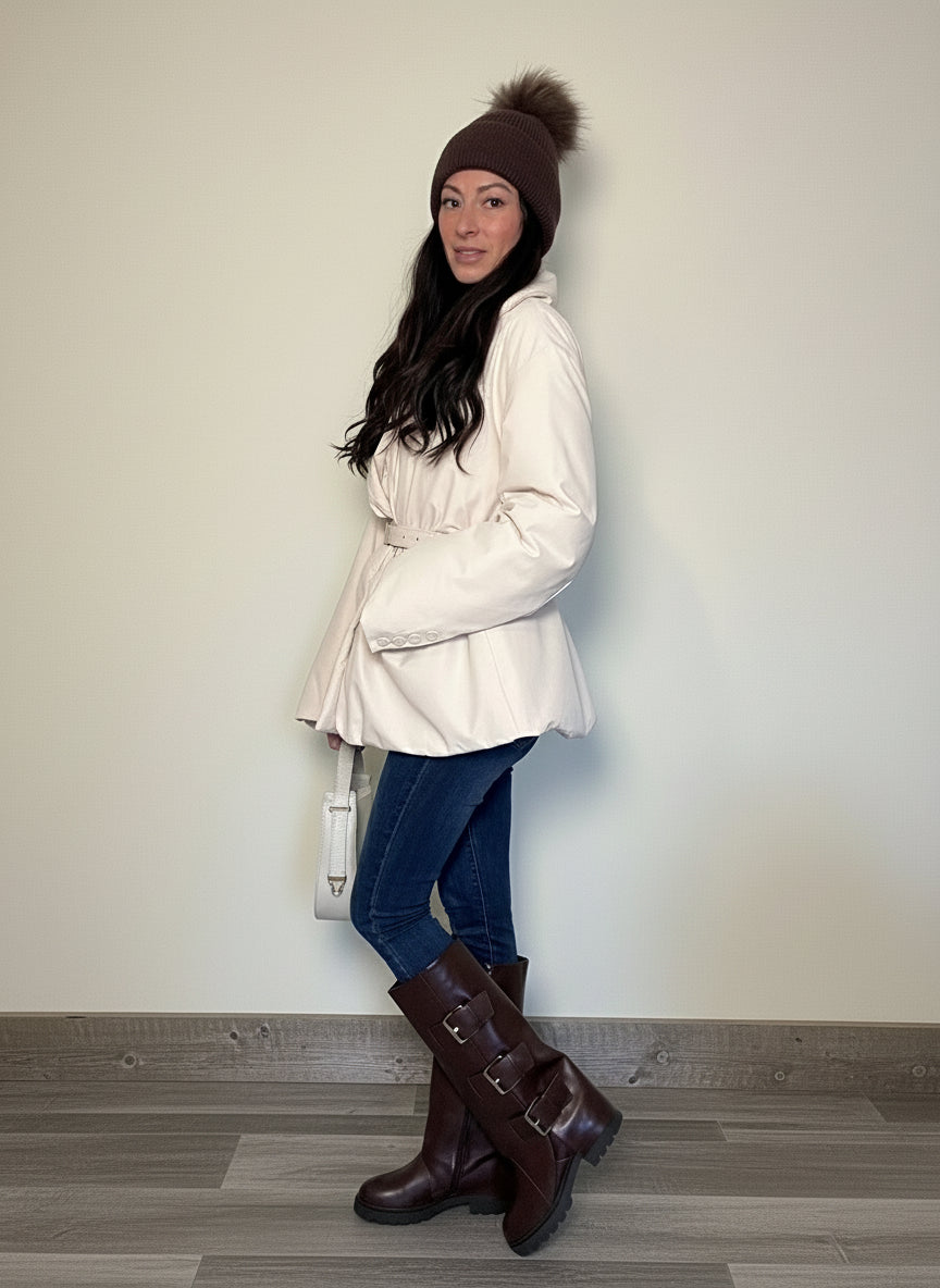 Piumino con cintura Premium Mariana burro