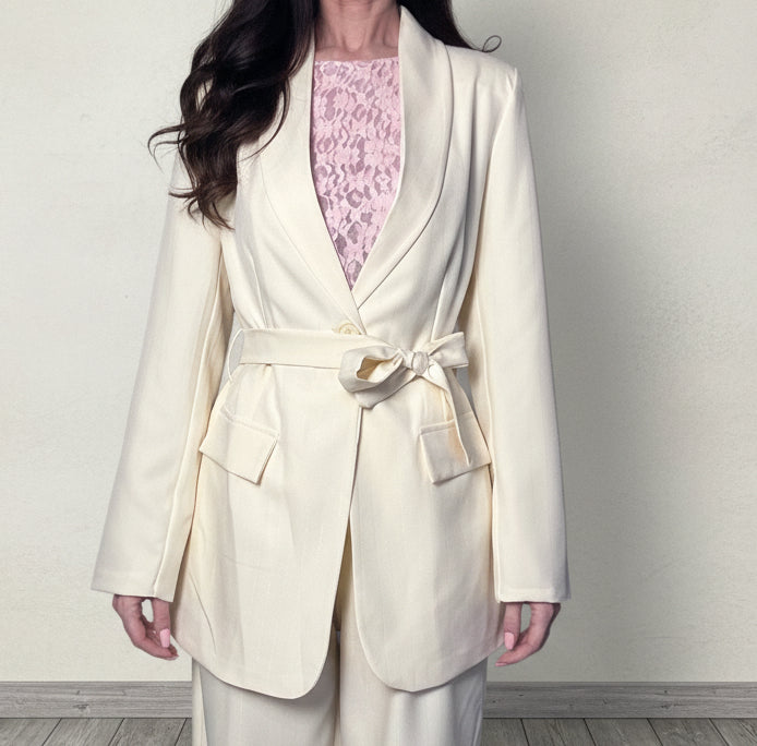 Blazer completo Pastel giallo gessato