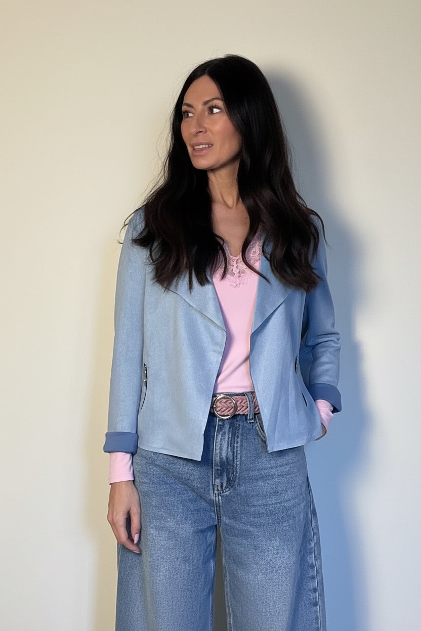 Giacchino scamosciato azzurro