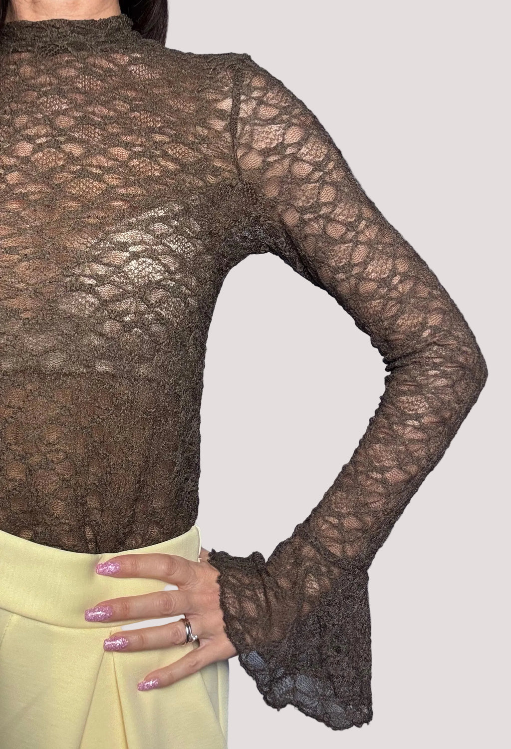 Maglia in pizzo Campanella cioccolato