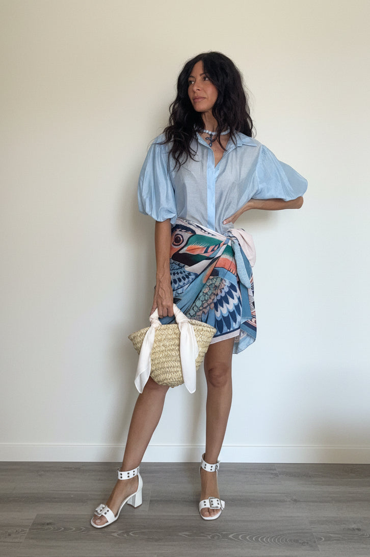 Camicia velata Sbuffo celeste