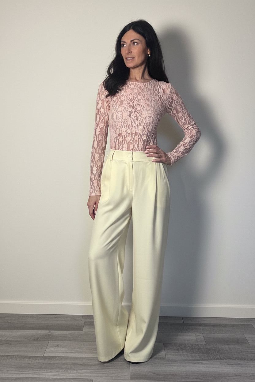 Pantalone completo Pastel giallo gessato