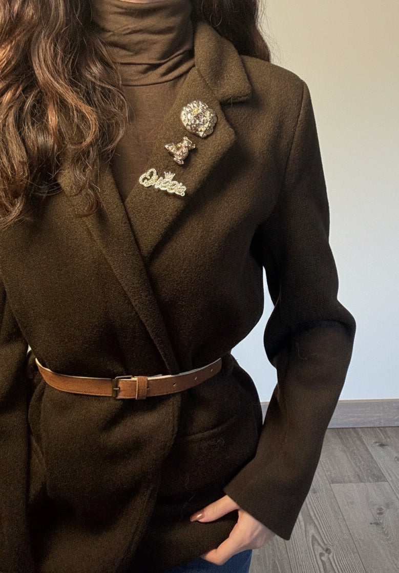 Cappottino a giacca Spille in panno cioccolato