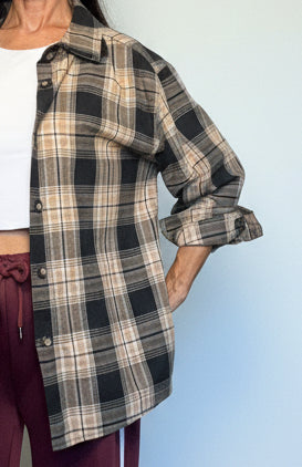 Camicia Check Austin nera e beige