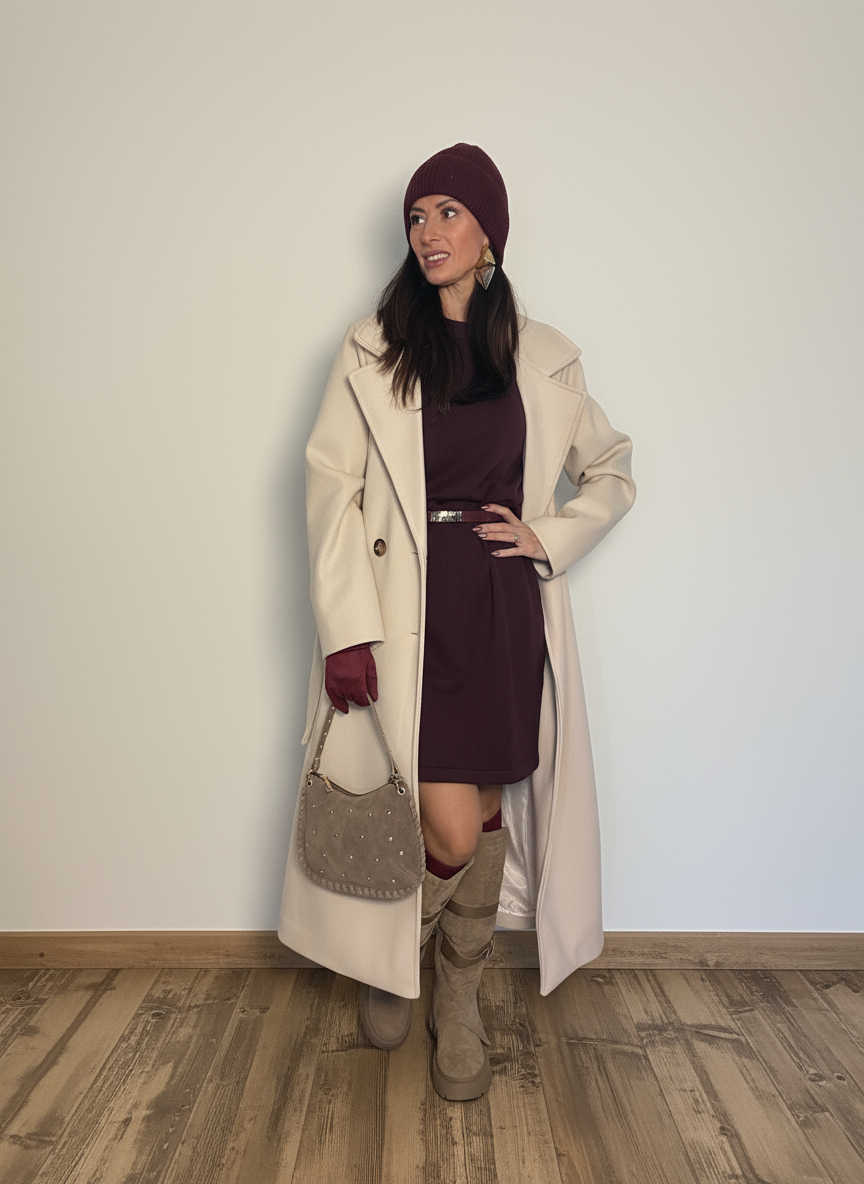 Cappotto lungo con cintura Amaya burro