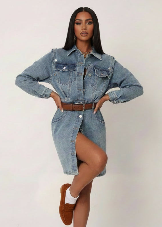 Abito Denim maniche rimovibili