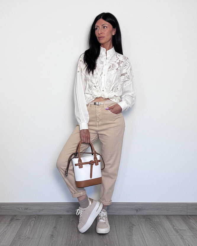 Jeans boyfriend beige