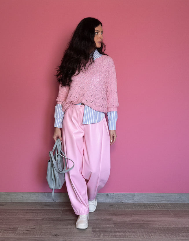 Pantalone Candy ecopelle balloon rosa