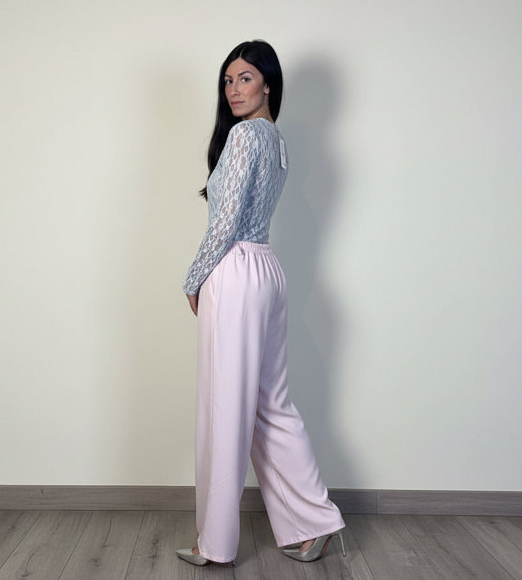 Pantalone completo Pastel rosa gessato