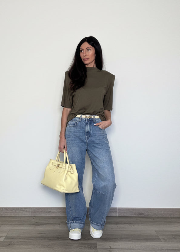 Borsa Dafne in vera pelle Made in Italy gialla