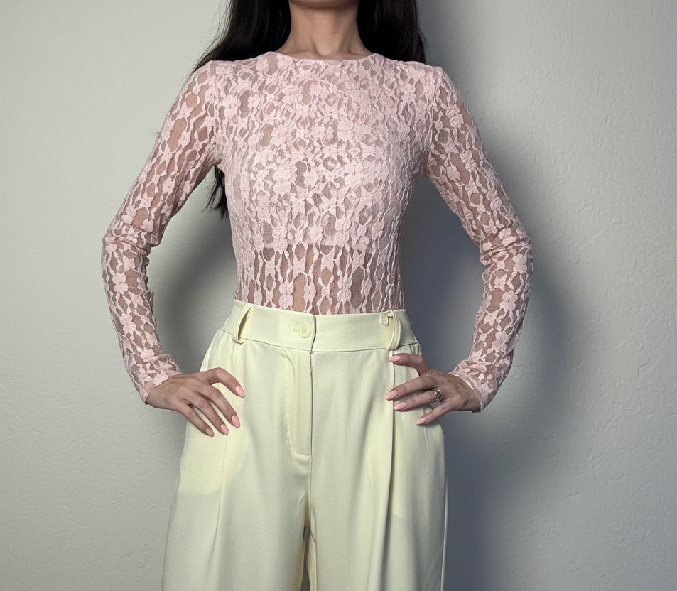 Pantalone completo Pastel giallo gessato