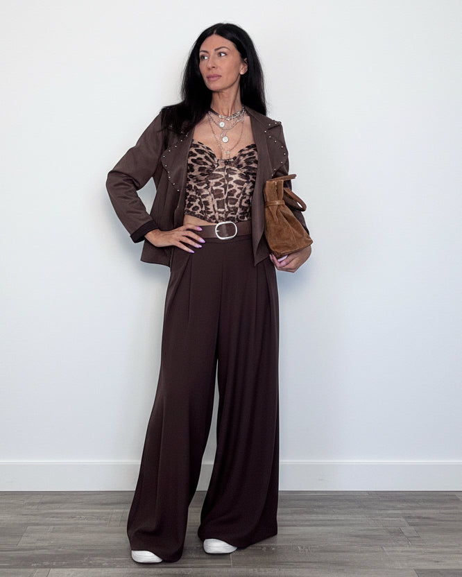 Pantalone April con cintura cioccolato