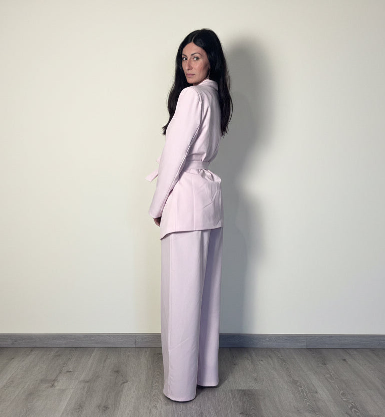 Pantalone completo Pastel rosa gessato