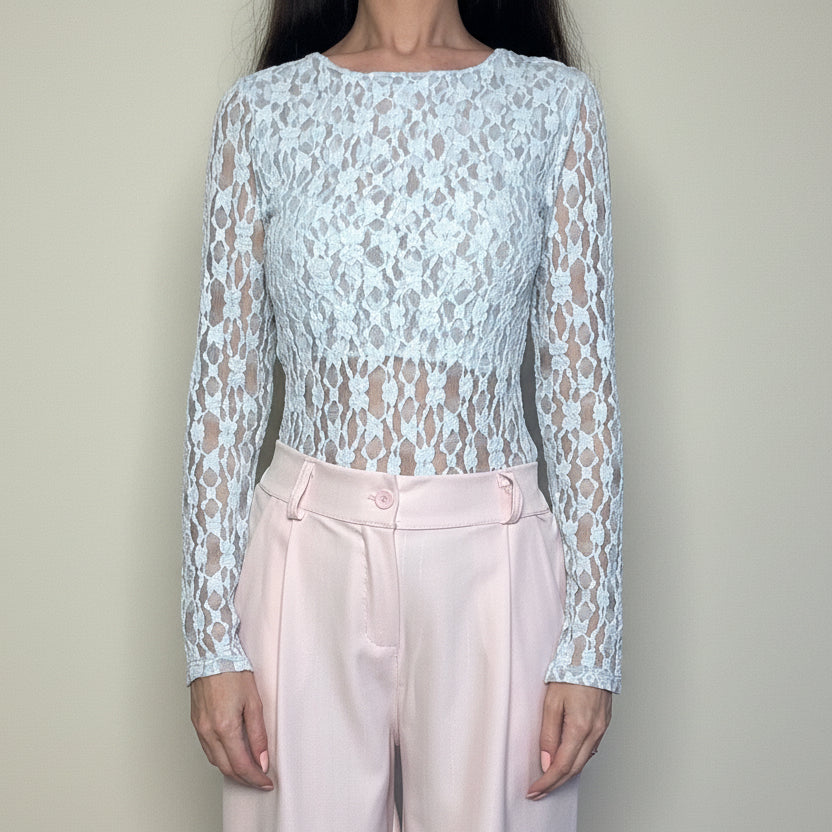 Body in pizzo Flower azzurro