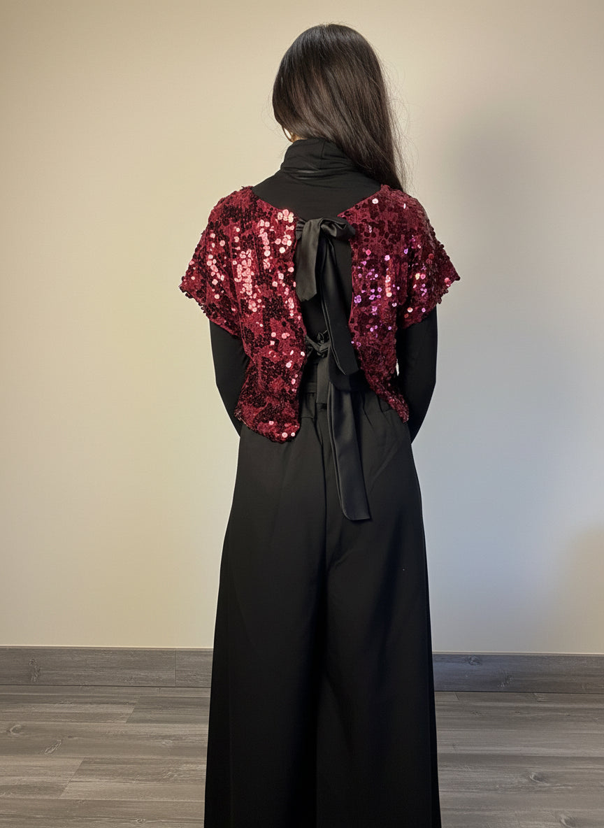 Top paillettes e fiocchi vino