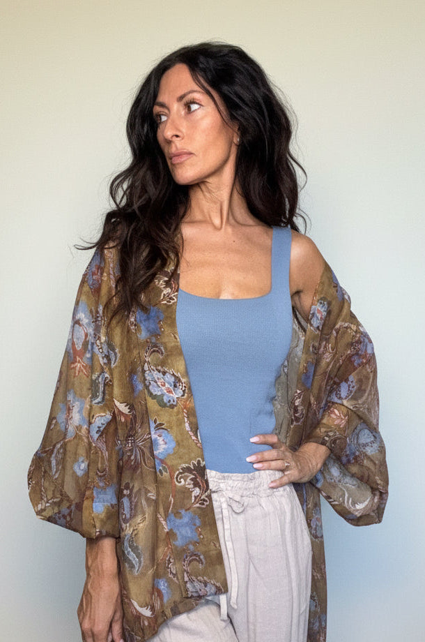 Kimono Kenya verde olio