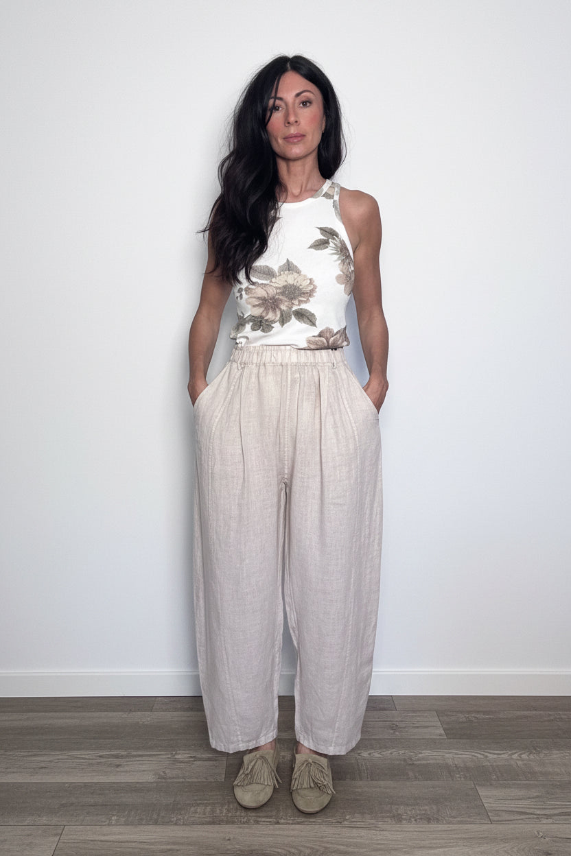 Pantalone 100% lino Safari sabbia
