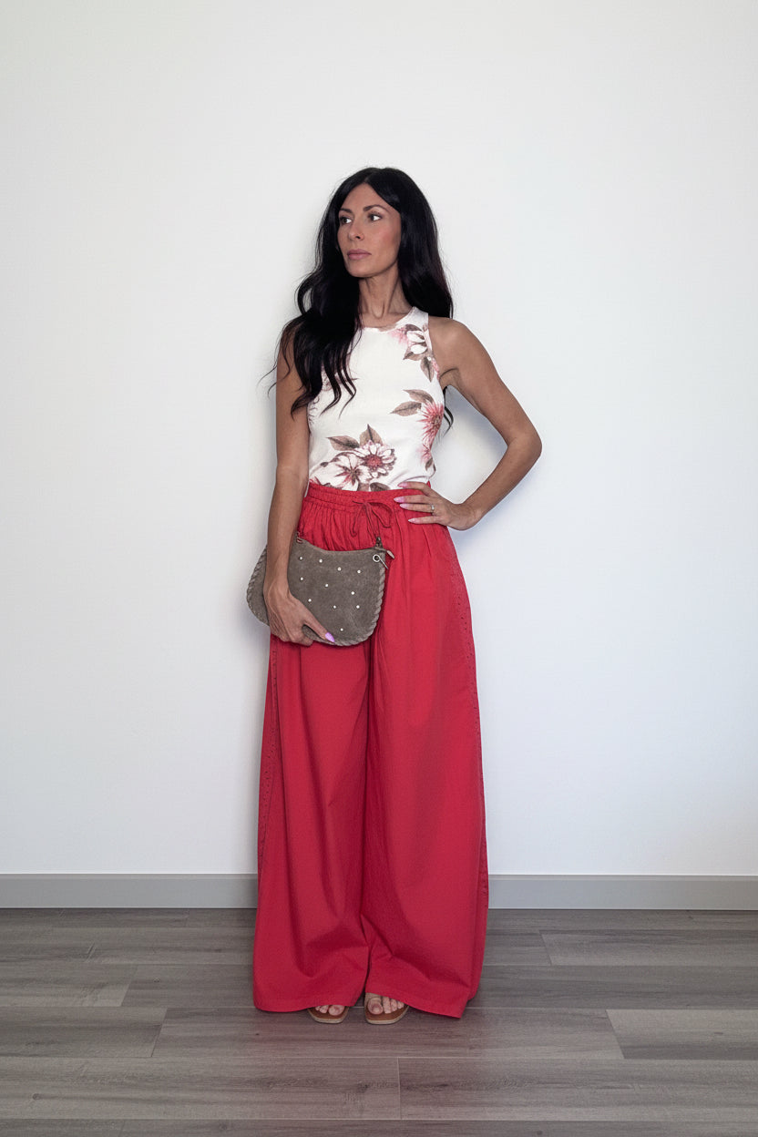 Pantalone 100% cotone Sangallo rosso