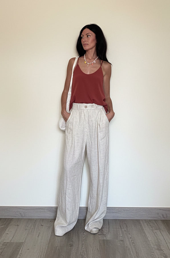 Pantalone misto lino Madrid sabbia