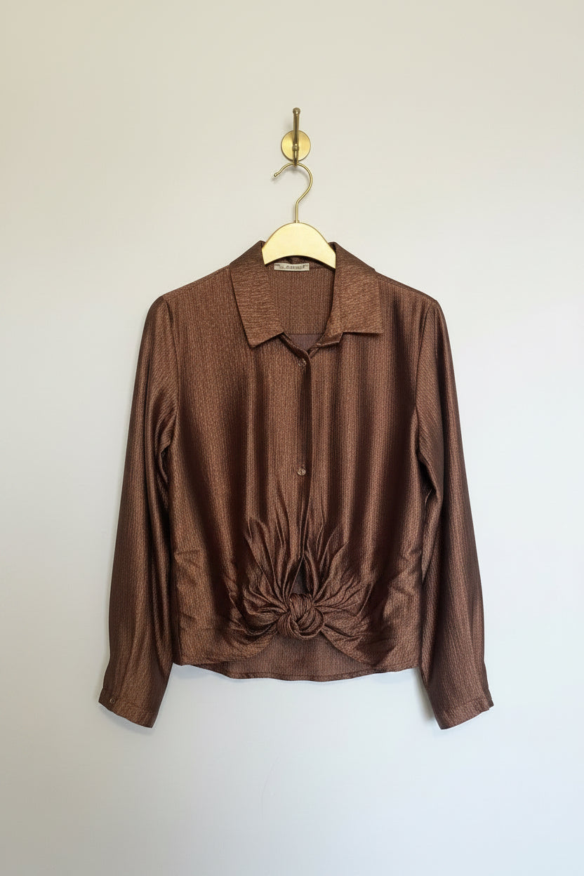 Camicia microplissè bronzo