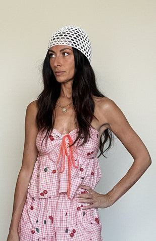 Cappellino puro cotone Crochet bianco