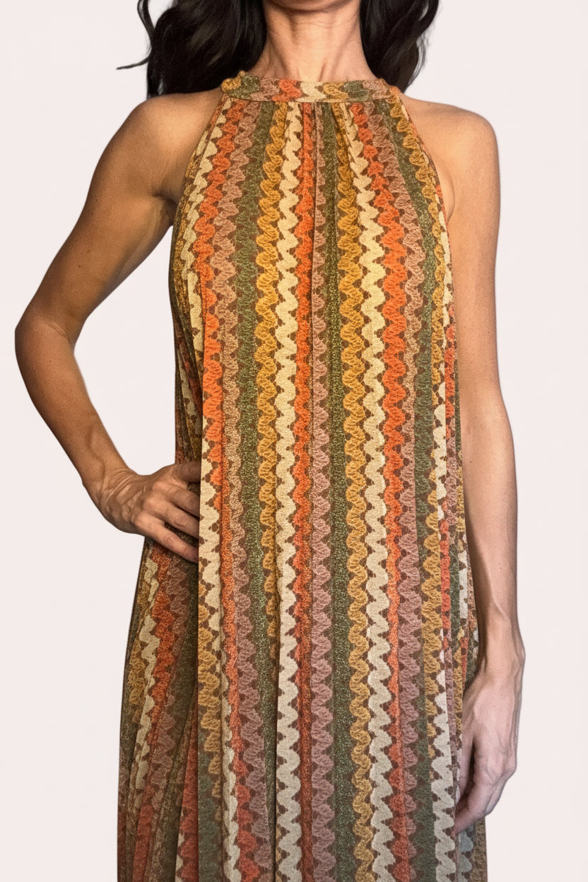 Abito Zigzag Plissé arancio/verde