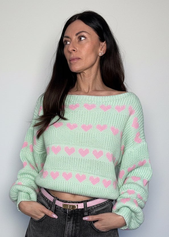 Pull Cuoricini menta