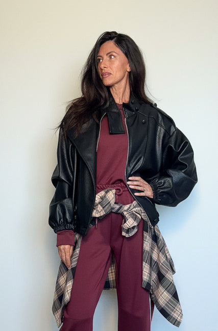 Bomber in ecopelle New York nero