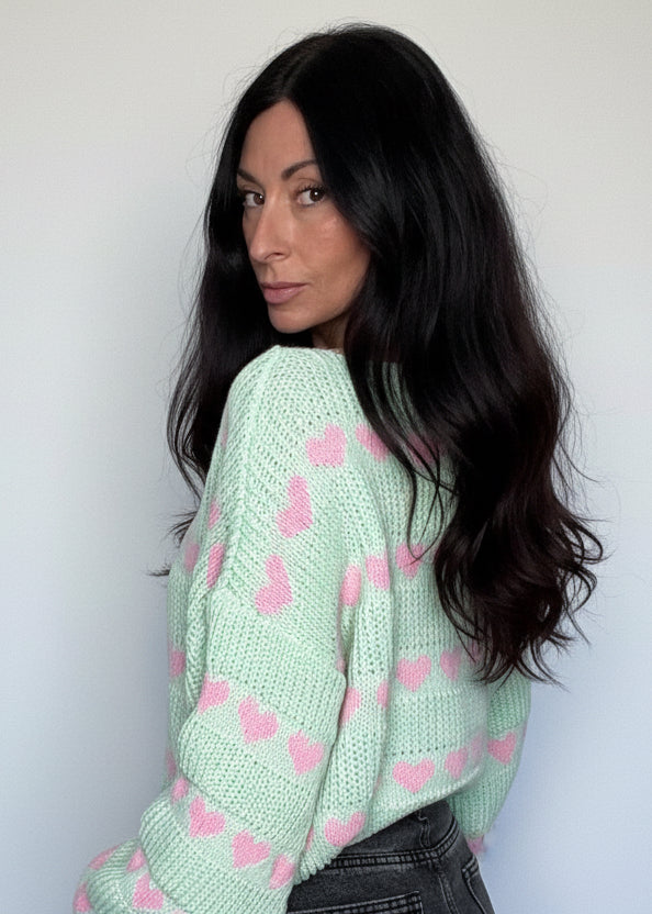 Pull Cuoricini menta