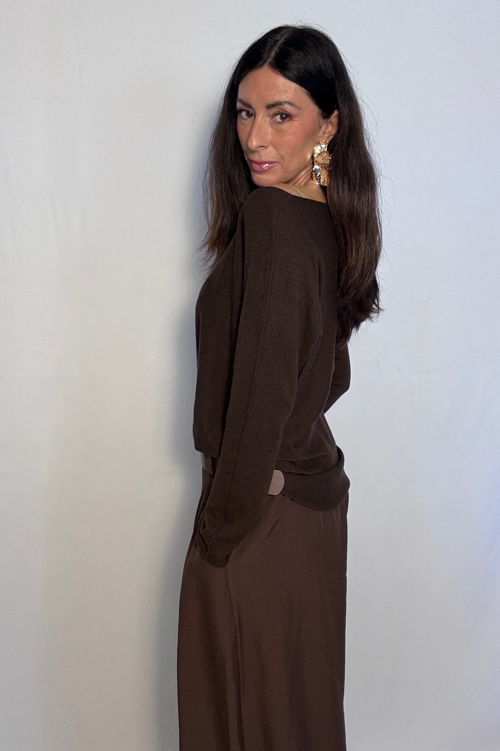 Pantalone Charlotte con cintura cioccolato