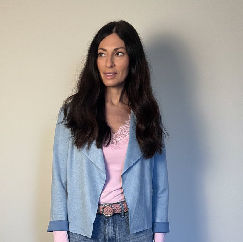 Giacchino scamosciato azzurro