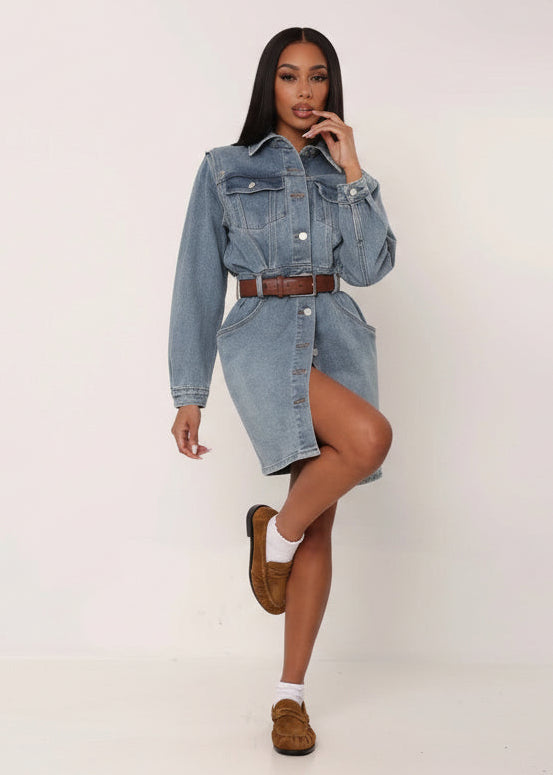 Abito Denim maniche rimovibili