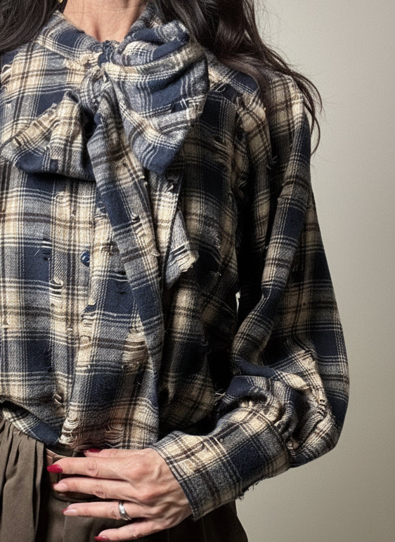 Camicia Check fiocco blu